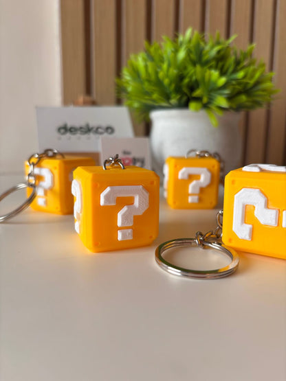 Retro Video Game Mystery Block 3D Printed Keychain