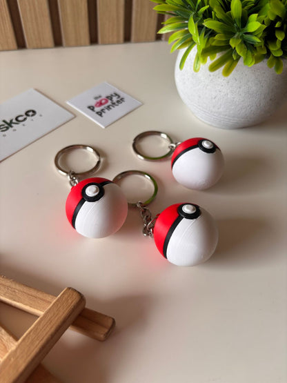 Pocket Monster Trainer Pokeball Sphere 3D Printed Keychain